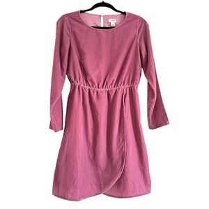 J.Crew Velvet Dress Long‎ Sleeve Tulip Hem Pink Mauve Party Cocktail Size 2